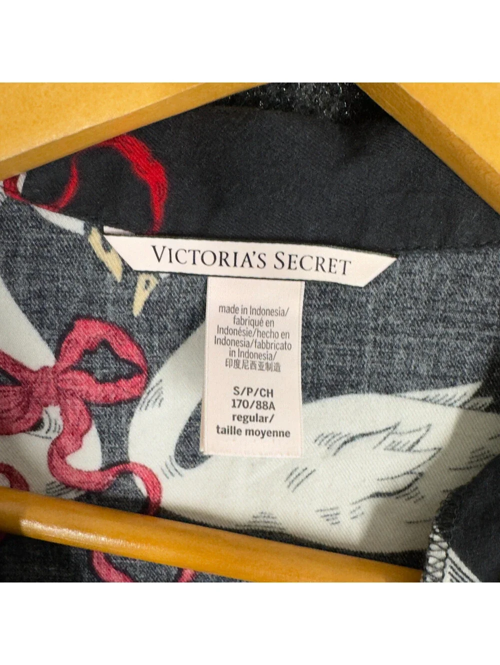 Victoria's Secret Sleepshirt Women S Small Black Graphic Print Button Collared